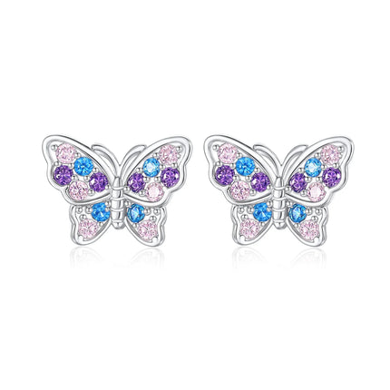 Original Earrings 925 Silver Fruit Series Cherry Strawberry Hoop Earrings Ear Studs Zircon Making Jewelry for Women Girl Party