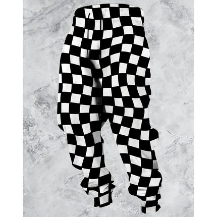2026 Checkered Pattern Pants Street Pants Men's Side Pockets Elastic Drawstring Sweatpants Joggers Pants For Men Casual Trousers