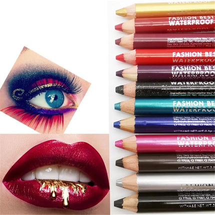 Beauty Eye Cosmetics Glitter Colourful Matte Waterproof Highlighter Pigment Eyeliner Pencil with Sharpener Eye Shadow&Liner Pen