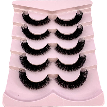 HBZGTLAD 3D natural cat eye fluffy soft cross 5 pairs of comic eyelashes Wispy natural eyelash extension eyelashes