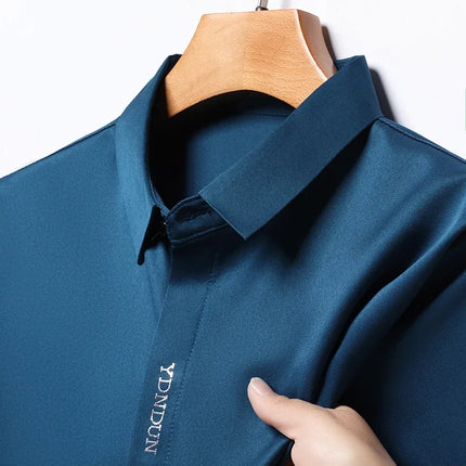 New Men's Business Casual Short Sleeved Solid Color Shirt Wrinkle Resistant Wrinkle Free Comfortable All Season Versatile Top
