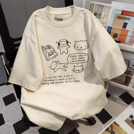 American Retro Summer New Short-sleeved T-shirt Women Harajuku Everything Half-sleeved Tee Tops