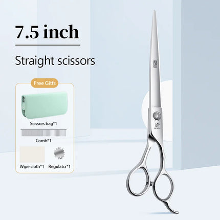 Fenice  Professional Home Pets Grooming Set 6//6.5/7/7.5 Inch Bearing Screw Straight Curved Thinning Chunker Shears for Dogs/Cat