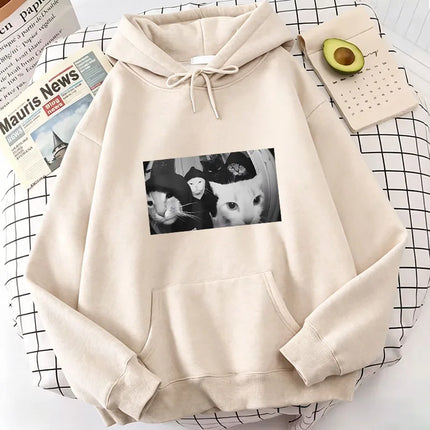 Hip Hop Cat Print Hoodies Spring Autumn Winter Casual Hoodies Sweatshirts Men Women Tops Streetwear Cat Hoodie Sweatshirt