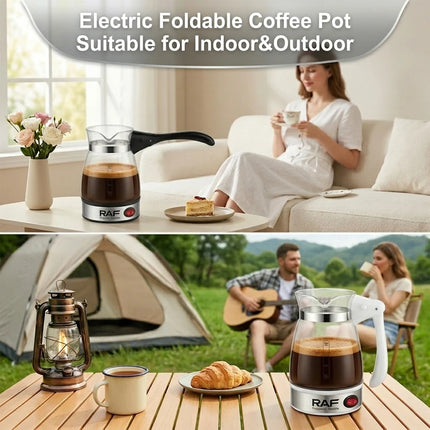 Turkish Coffee Pot 600W Glass Italian Mocha Pot Greek Turkish Coffee Machine Tea with Foldable Handle Milk Heating Home Travel