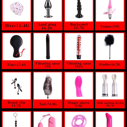 23PCS BDSM Bondage Set Handcuffs Ball Gag Whip Anal Plug Vibrator Egg Sex Toy for Women Men Couples Fetish Slave Role Play Kit