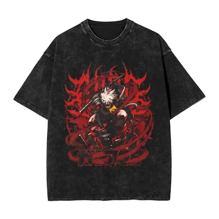 Harajuku Vintage T Shirts Hot Sale Gachiakuta Washed T-Shirt Anime Y2K Fun Casual T-Shirt O-Neck Fashion T-Shirt Loose Oversized