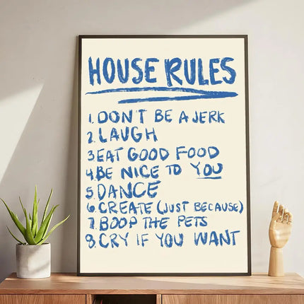 house rules Poster Modern and Elegant Wall Stickers for Home Decor Living Room Dormitory Wall Art