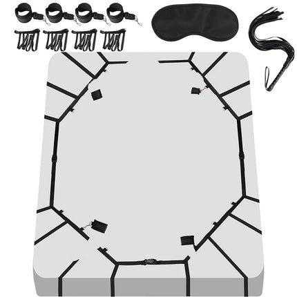 Bed BDSM Set Sex Adult Toy Handcuffs for Couple Woman Kit Supplies BDSM Restraints Bed Bondage Rope Sexual Nipple Erotic Game