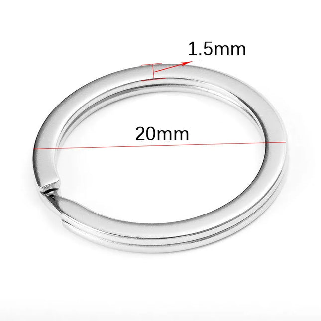 20pcs Stainless Steel Key Rings 20/25/28/30/35mm Round Flat Line Split Rings Keyring for Jewelry Making Keychain DIY Findings