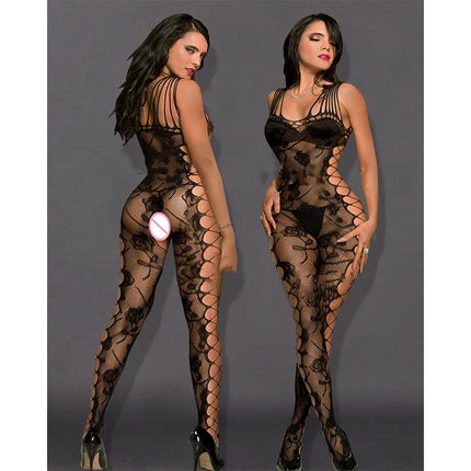 Sexy Body Stockings Women Open Crotch Erotic Babydoll Fishnet Mesh Tights Lingerie Erotic Bodysuit Sleepwear Underwear Teddies