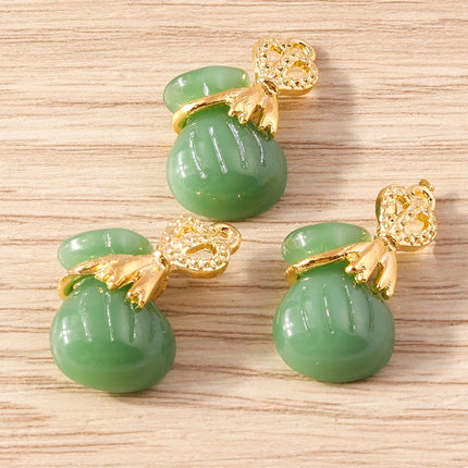 Tusember 10pcs Traditional Chinese Good Fortune Lucky Jade Charms Pendants for Jewelry Making Earrings Necklace Bracelet DIY