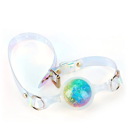 Silicone Mouth Gag Built-in Crystal Glass Ball Erotic Sex Toys Gag Ball Couple Adult Game Open Mouth Gag Ball Bdsm Bondage