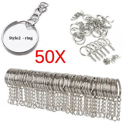 Silver Plated Metal Blank Keyring Keychain Charms Split Ring Keyfob Key Holder Link Rings Women Men DIY Key Chains Accessories