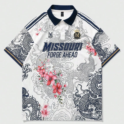 The 2025 summer new men's short-sleeved POLO shirt features a casual fashionable and breathable 3D pattern print