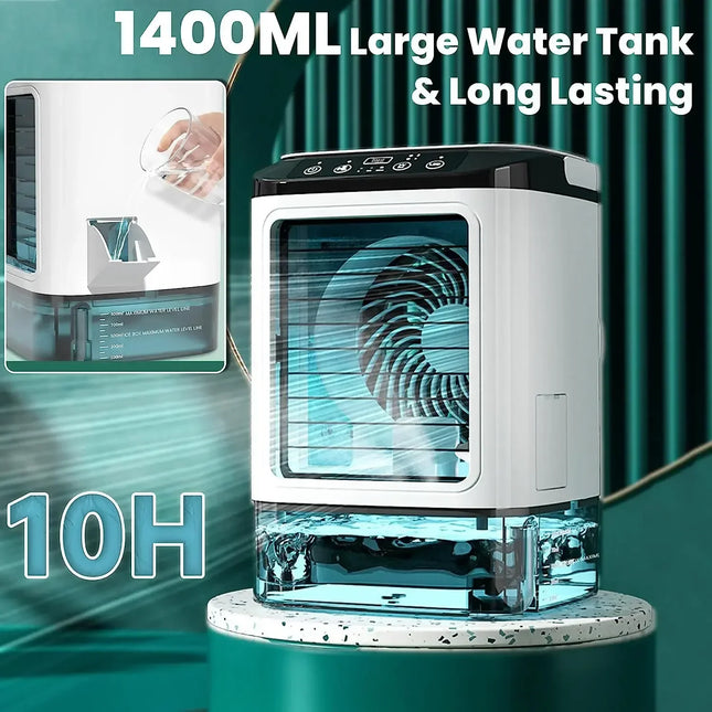 Portable Air Conditioner Fan Desktop Dual Spray Ultrasonic Atomization 3-Speed Quiet Air Cooler Night Light Electric Fan for Home