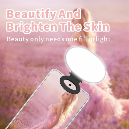 Portable Mini Selfie Artifact LED Pocket Fill Light Ring Light Round Ring Lamp Flash For Mobile Phone Lens Video Photography ﻿