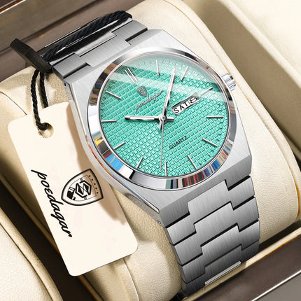POEDAGAR Luxury Fashion Men's Watch Waterproof Stainless Steel Quartz Men Wristwatch Luminous Date Week Business Watches For Men