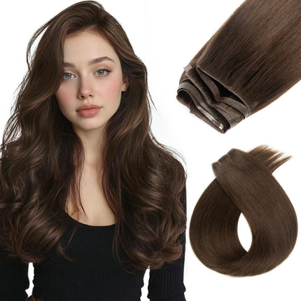 Invisible Long Tape PU Weft Human Hair Bundles Real Natural Hair Seamless & Glueless Injected Tape In Hair Extensions Thick Ends