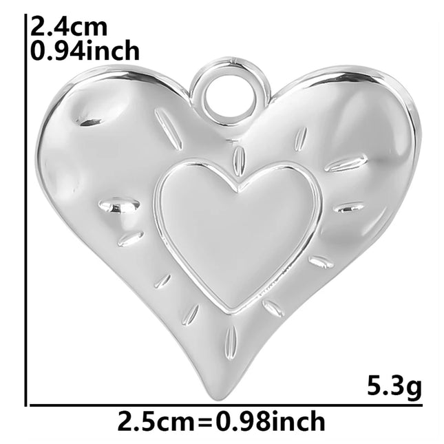 Breloque Metal Love Stainless Steel Flower Pendants For Jewelry Making Earrings Bracelets Headwear DIY Heart Charms Accessories