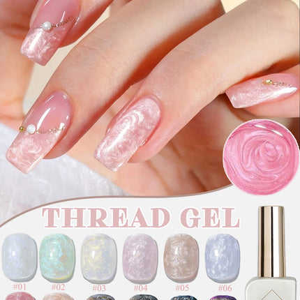 ZH 12ML 8-Color Pearl Shell Thread Nail Gel Polish Long Lasting White Pink Purple Salon Gel Nail Art DIY Solid Gel Polish