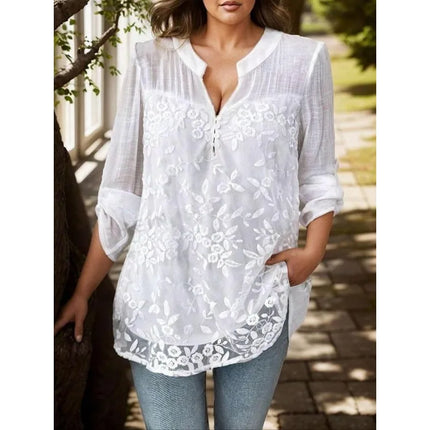 Plus Size 1XL-5XL Summer New Women's Shirt Solid Color Loose Fit Lightweight Casual Blouse