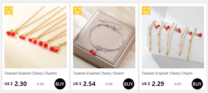 Teamer Enamel Cherry Charm Bracelet For Woman Gold Color Stainless Steel Double Bead Chain Fashion Birthday Friend Jewelry Gift