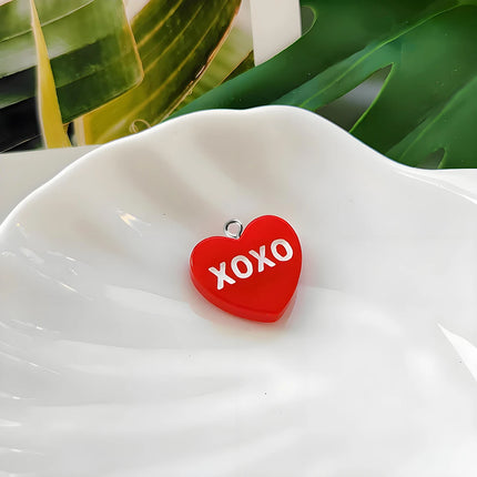 10pcs/lot Love BE MINI Heart Red Resin Charms Pendants for DIY Jewelry Making Findings Handmade Earrings Bracelets Accessories