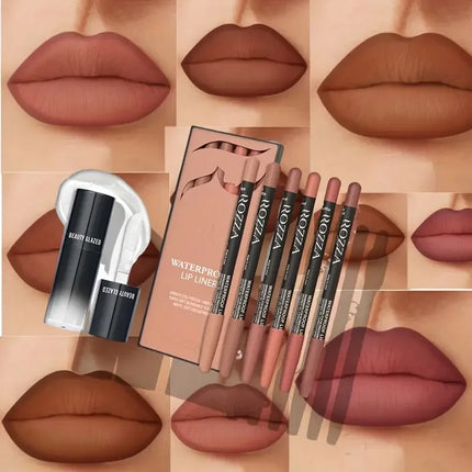 Vibrant Lip Liner and Lip Oil Set - Long Lasting, Matte Finish, Suitable for All Light Beige Types, Adult Lip Makeup Kit