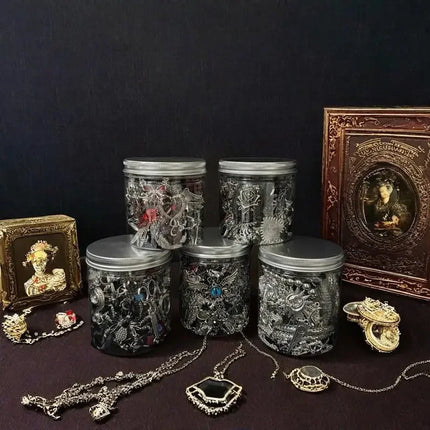 Gothic Jewelry Mystery Jar  Spooky Halloween Surprise Unboxing Gift for Women & Teens   Viral Dark Academia Aesthetic Accessory