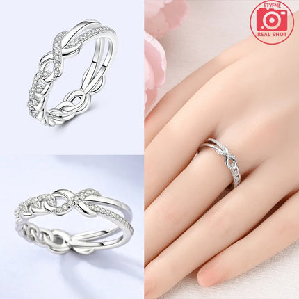 Original Romantic Heart-shaped White Zircon Shell Bowknot Rings 925 Sterling Silver  Women Jewelry Valentine's Day Birthday Gift