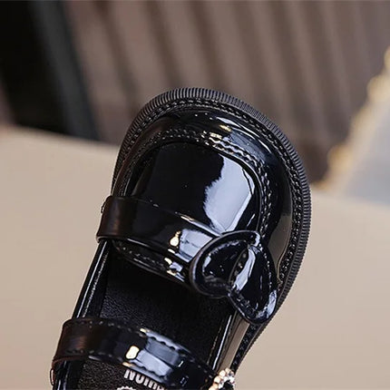 Crystal Girls Flats Shoes Kids Leather Shoes Baby Toddler Anti-Slippery Casual Footwear Child Single Shoes Infant First Walkers