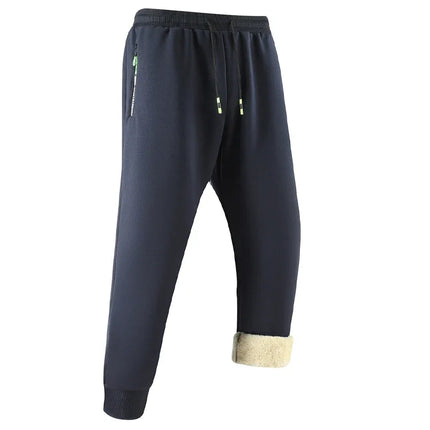 Winter Mens Sweatpants EU Size Thick Warm Fleece Lined Loose Joggers Sportswear Zip Pockets Casual Outdoor Track Pants Plus Size