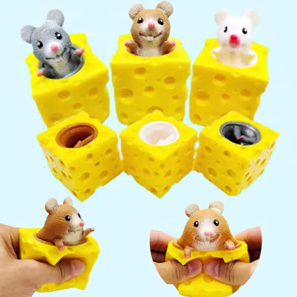 Mouse Squishy Toy Cheese Stress Ball Squishy Rat Squeeze Cheese Fidgets Squishy Mice Toy Stress Novelty Toy for ADHD ADD OCD
