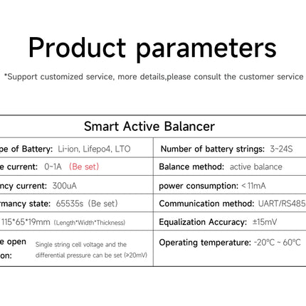 DALY software Active 1A balancer with Bluetooth UART 1A 4S 8S Equalizer suitable for LI-ION Lifepo4 LTO battery pack