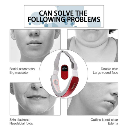 V Face Lift Massage Device Face Contour EMS Massage Double Chin Remove Red Blue Light Heat V-shaped Face Lift Beauty Instrument