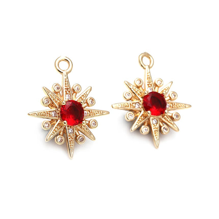 18K Gold Color Brass  Zircon Star Charms Pendants Jewelry Necklaces Earrings Bracelets Making Supplies Diy Findings Accessories