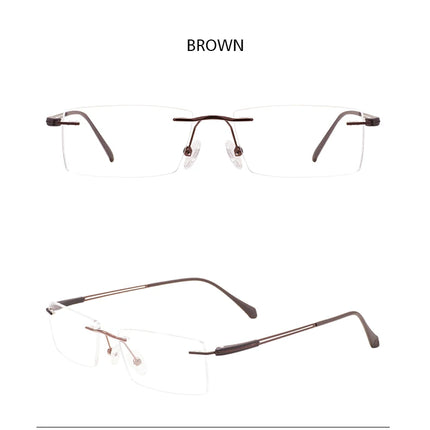 Ultralight Men Rimless Prescription Glasses Frameless Reading Computer Driving Blue Light Blocking Myopia Eyeglasses Progressive