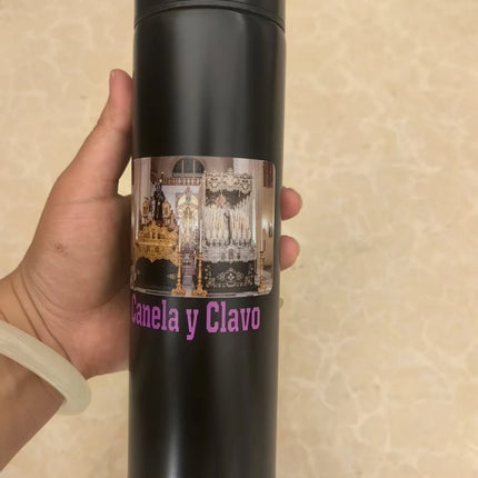 LOGO Name Thermal Bottle with Digital Thermometer 500ml Led Bilayer Flask Vacuum Insulated Bottle Portable Thermos Bottle