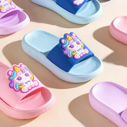 New Unicorn Slippers Boy Girl Summer Kids Rainbow Indoor Slippers Non-Slip Beach Sandals Toddler Home Shoes Baby Flip