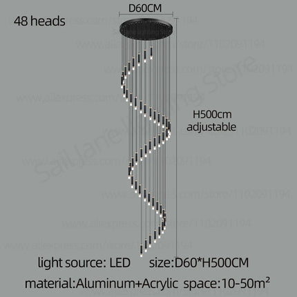 Interior Lighting Nordic Chandelier Home Decoration Living Room Pendant Modern Lustre Hall Lighting LED Staircase Long Pendant