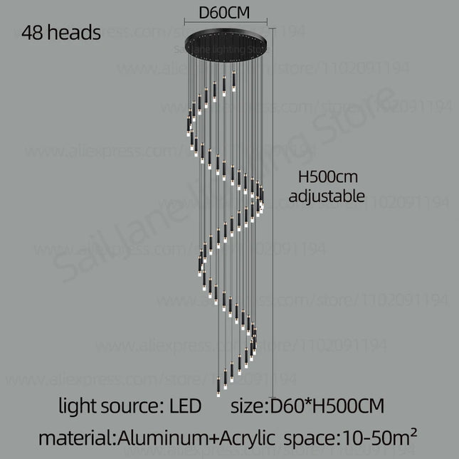 Interior Lighting Nordic Chandelier Home Decoration Living Room Pendant Modern Chandelier Hall Lighting LED Staircase Long Pendant