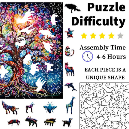 Creative Wooden Puzzle Adult Edition - Forest Irregular Puzzle Blocks, Fun Games for Festival Parties, Home and Office Decoratio