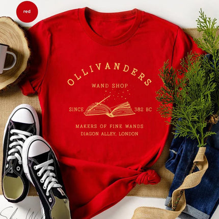 2025 Ollivanders Wand Shop T Shirt Wizard Book Shop Shirt HP Shirt Book Nerd Aesthetic Clothes Magic Tee Unisex Short Sleeve Top