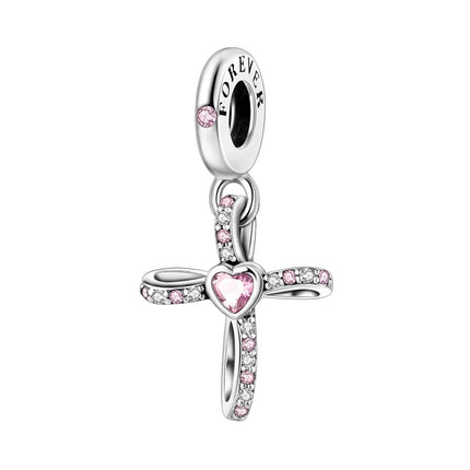 925 sterling silver wings Sister Cross pendant charms fit original 4mm Aperture bracelet charm beads necklace Diy female jewelry