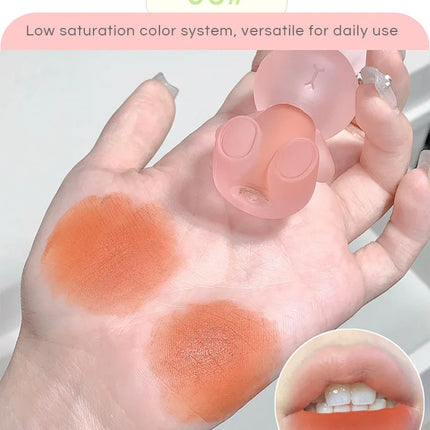Gege Bear Rabbit Lip Glaze, Matte Velvet Lip Clay Long-lasting Color Non-drying Lipstick