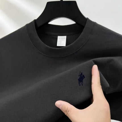 100% pure cotton short sleeve round neck men's T-shirt hot selling luxury brand summer exquisite pony embroidery breathable top