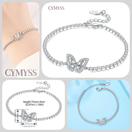 Original 925 Sterling Silver Butterfly Bracelet Zirconia Tennis Ball Women Fashion Simple Engagement Wedding Charm Jewelry Gift