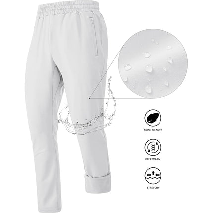 TACVASEN Men's Fleece Lined Track Pants Fall Winter Thermal Warm Jogger Pants Waterproof Workout Casual Drawstring Sweatpants