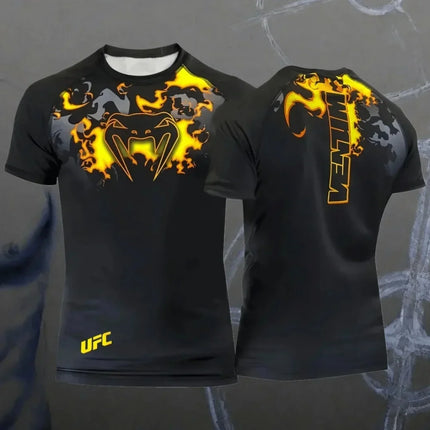 Hot Summer Selling UFC Boxing Fighting Competition Men's T-shirt Fashion Quick Drying Casual Breathable O-neck Short Sleeve Tops
